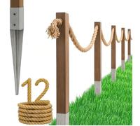 Clôture de jardin - BOGATECO - Clôture à voile 12 m - Corde de jute naturelle - Poteaux bois 1 m - Kit complet