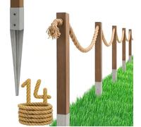 Clôture de jardin - BOGATECO - Clôture à voile 14 m - Corde de jute - Poteaux bois 1 m - Kit complet