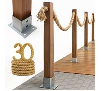Clôture de jardin - BOGATECO - Clôture à voile 30 m - Corde jute - Poteaux bois 1 m - Ancres de fixation