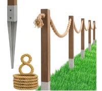 BOGATECO Clôture en bois avec corde de jute | Clôture voile 8 m | 13 longueurs différentes | Kit de montage inclus