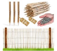 Clôture de jardin - BOGATECO - Rouleau 5m vannerie 4-5cm - Hauteur 60 cm - Noisetier brun naturel - Poteaux inclus
