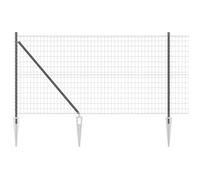 Clôture de jardin en acier et PVC - vidaXL - Gris - 1 x 25 m - Panneaux modernes - Barrière durable - 11 poteaux
