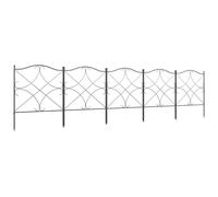 Outsunny Lot de 5 clôtures de jardin décoratives en métal avec ornements - 305 x 62 cm noir
