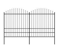 Clôture De Jardin À Dessus En Lance Acier (1,75-2)X3,4 M Noir
