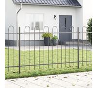 Clôture De Jardin Vidaxl En Acier Gris Avec Un Sommet En Arche - 11,9x0,8 M