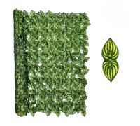 Clôture de lierre artificiel, rouleau de haie verte artificielle, clôture d'intimité, treillis de feuilles pour balcon, décoration murale (feuilles de pastèque imprimées en couleur, 1,5 x 3 m)