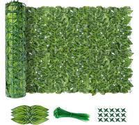 Clôture de lierre artificiel, rouleau de haie verte de 3 m x 1,5 m pour l'intimité du jardin et une utilisation en extérieur (feuilles de pastèque)