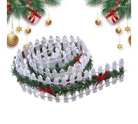 Clôture de sapin de Noël LED en bois avec nœud décoratif festif | Porte de sapin de Noël pour maison, appartement, cheminée, salon, jardin, terrasse, cour - Blanc