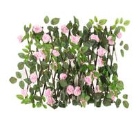 Clôture décorative à feuilles artificielles vertes | Clôture de fond en fausse rose pour jardin, balcon, terrasse, arrière-cour, brise-vue extensible - Treillis vert artificiel