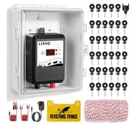 Clôture Électrique 10 km Pour Bétail Et Animaux, Électrificateur 12 kV 2.0 J Avec Câble De Clôture 200 m & 50 Isolateurs Annulaires, Protection Pour Jardin, Pâturage Et Ferme (Kit Noir)