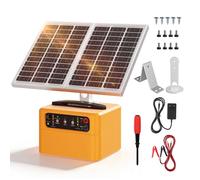 Clôture Électrique Solaire Réglable 0,3 à 1,5 Joule, Panneau 15W Batterie 7Ah Sortie Jusqu'à 12KV Portable pour Bétail