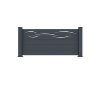 Clôture en aluminium anthracite - CASANOOV - Kit complet - Motif LIFE - Largeur 188,6 cm - Hauteur 89 cm - 3 lames