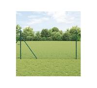 vidaXL Clôture en fer à mailles avec 7 poteaux 1,2 x 10 m en acier galvanisé vert 3351070 Vert