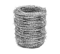 Clôture en fil de fer barbelé galvanisé - 4 points 50 m / 164ft double brin 3,4 mm rouleaux de clôture en métal pour bétail, jardin, securi et défense contre les prédateurs