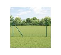 Clôture en Fil Soudé avec 13 Poteaux Vert 1.2x25 m Acier 3351732