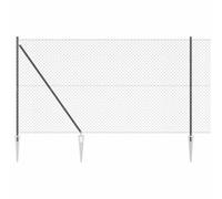 vidaXL Clôture en maillons – 7 poteaux flangés – 0,8 x 10 m – Acier galvanisé