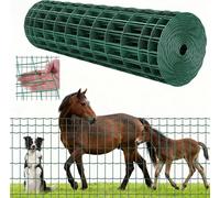 Clôture en treillis métallique - Clôture pour pâturage et jardin 1 m x 25 m - Mailles 5,08 x 10,16 cm - Épaisseur du fil 2,1 mm - Galvanisée et revêtue de PVC - Pour bétail, bovins, porcs, moutons - V