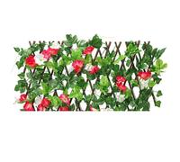 Clôture en treillis rétractable Clôture extensible avec feuilles de jonquille rouges artificielles pour décor d'arrière-cour