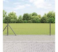 Vidaxl Clôture Euro Avec 13 Poteaux Flangés 0.4x25 M En Acier Galvanisé