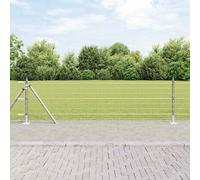 vidaXL Clôture Euro en fil soudé avec base en béton 25 x 0,4 m – 13 poteaux à flasque galvanisés