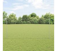 Clôture Euro vidaXL avec poteaux, 10 x 1,6 m, acier galvanisé, couleur argent, modèle à mailles