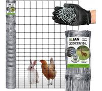 Clôture forestière - 220/23/15 L - 220 cm de hauteur - Rouleau de 50 m - Treillis galvanisé pour clôture de gibier - 80 g/m² de zinc - Avec agrafes es - Pour poulets, sangliers et cerfs
