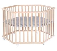 Roba Parc bébé hexagonal Cosiplay – en hêtre, tapis roba Style gris, roulettes