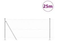 Clôture Hexagonale Vidaxl 0.8x25 M En Acier Galvanisé, Poteaux De Clôture Vidaxl Avec Bases 13 Pcs Ø32mm 90cm En Acier Galvanisé