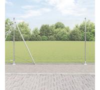 Clôture Hexagonale Vidaxl 1,6x25 M En Acier Galvanisé, Poteaux De Clôture Vidaxl Avec Plaques De Base 13 Pcs Ø32mm 88,5cm En Acier Galvanisé