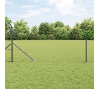 Clôture Hexagonale Vidaxl Gris 0.6x10 M Acier, Poteaux De Clôture Vidaxl Avec Pique 7 Pcs Ø32 Mm 80 Cm Acier Galvanisé
