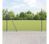 Clôture Hexagonale Vidaxl Gris 1.5x10 M Acier, Poteaux De Clôture Vidaxl Avec Plaques De Base 7 Pcs Ø32mm 83.5cm Acier Galvanisé
