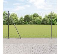 Clôture Hexagonale Vidaxl Gris 1.5x50 M Acier, Poteaux De Clôture Vidaxl Avec Plaques De Base 13 Pcs Ø32mm 83.5cm Acier Galvanisé