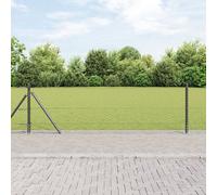 Clôture Hexagonale Vidaxl Grise 0,4x10 M En Acier, Poteaux De Clôture Vidaxl Avec Plaques De Base 7 Pcs Ø32mm 50cm Acier Galvanisé