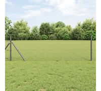 Clôture Hexagonale Vidaxl Grise 0.4x25 M Acier, Poteaux De Clôture Vidaxl 13 Pcs Gris Ø32 Mm 80 Cm Acier Galvanisé