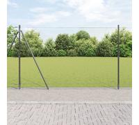 Clôture Hexagonale Vidaxl Grise 1,6x25 M Acier, Poteaux De Clôture Vidaxl Avec Plaques De Base 13 Pcs Ø32mm 88,5cm Acier Galvanisé