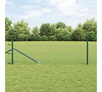Clôture Hexagonale Vidaxl Verte 0.4x25 M Acier, Poteaux De Clôture Vidaxl Avec Piquet 13 Pcs Ø32 Mm 60 Cm Acier Galvanisé