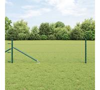 Clôture Hexagonale Vidaxl Verte 0.4x25 M Acier, Poteaux De Clôture Vidaxl Avec Piquet 13 Pcs Ø32 Mm 60 Cm Acier Galvanisé