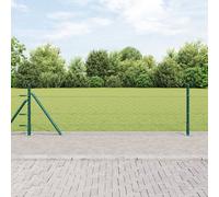 Clôture Hexagonale Vidaxl Verte 0.5x50 M Acier, Poteaux De Clôture Vidaxl Avec Plaques De Base 13 Pcs Ø32mm 70cm Acier Galvanisé