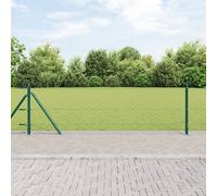 Clôture Hexagonale Vidaxl Verte 0,6x10 M Acier, Poteaux De Clôture Vidaxl Avec Bases 7 Pcs Ø32mm 70cm Acier Galvanisé