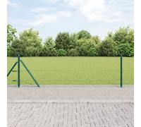 Clôture Hexagonale Vidaxl Verte 0,6x100 M Acier, Poteaux De Clôture Vidaxl Avec Bases 13 Pcs Ø32mm 70cm Acier Galvanisé