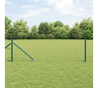Clôture Hexagonale Vidaxl Verte 0,8x10 M En Acier, Poteaux De Clôture Vidaxl Avec Ancre Pointue 7 Pcs Ø32 Mm 100 Cm En Acier Galvanisé