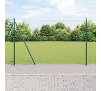 Clôture Hexagonale Vidaxl Verte 1.4x50 M Acier, Poteaux De Clôture Vidaxl Avec Plaques De Base 13 Pcs Ø32mm 78.5cm Acier Galvanisé