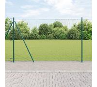 Clôture Hexagonale Vidaxl Verte 1,6x10 M Acier, Poteaux De Clôture Vidaxl Avec Plaques De Base 7 Pcs Ø32mm 88,5cm Acier Galvanisé