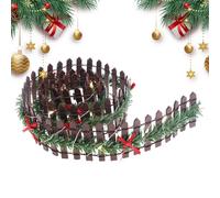 Clôture miniature de village de Noël, petite clôture pour arbre de Noël - Clôture décorative,Accessoires de jardin féerique de décoration de fête avec lumière LED en bois pour, décoration de maison d