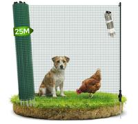 Clôture mobile 25 m - Filet 90 cm avec 15 poteaux - Clôture jardin flexible résistante intempéries chiens poules petits animaux