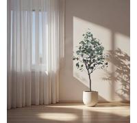 Clôture moderne en PVC imitation eucalyptus, 120 cm, décoration de jardin intemporelle, pour l'intérieur et l'extérieur, en PVC, pour le jardin et la maison.