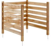 Clôture pare-vue en bois - Clôture à lamelles en 3 parties - 91,4 x 91,4 cm par panneau - Avec poteaux métalliques - Pour la climatisation, la technique de piscine et les poubelles - Pour l'extérieur