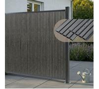 NEU.HOLZ Clôture Pare-Vue Grassano en WPC avec Poteau 185 x 175 cm Gris
