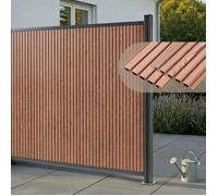 NEU.HOLZ Clôture Pare-Vue Grassano en WPC avec Poteau 185 x 175 cm Marron