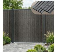 NEU.HOLZ Clôture Pare-Vue Grassano WPC avec 2 Poteaux 185 x 180 cm Gris